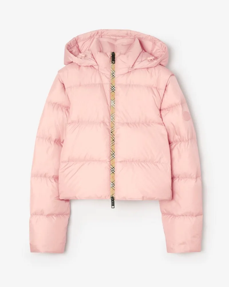 Burberry Wattierte Nylonjacke „Langdale“ mit abnehmbaren Ärmeln , Size Peony-rosa