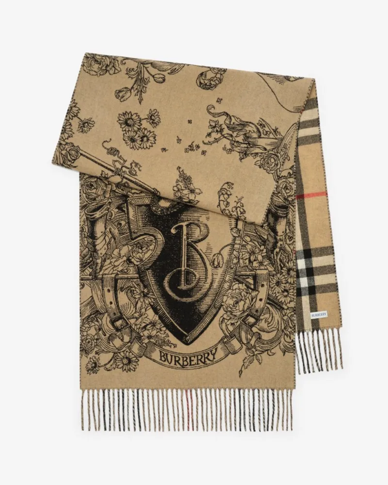 Burberry Wendbarer Kaschmirschal mit Knight-Radierung Archive