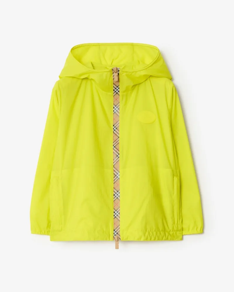 Burberry Nylon-Kapuzenjacke mit Check-Streifen , Size Vivid
