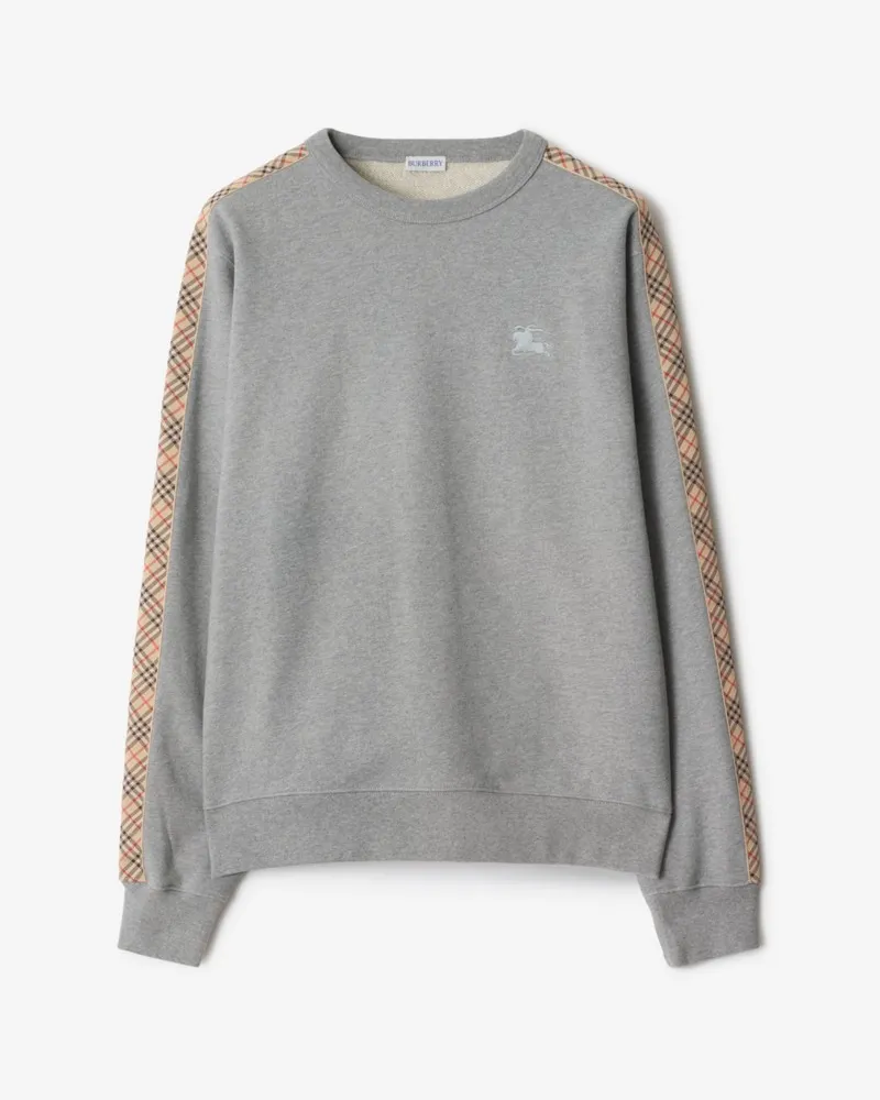 Burberry Baumwollsweatshirt mit Karobesatz Hellgrau