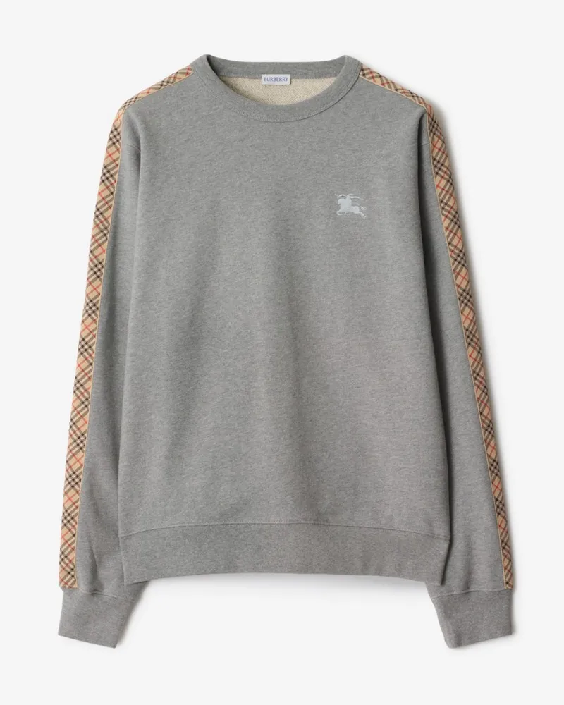 Burberry Baumwollsweatshirt mit Karobesatz Hellgrau