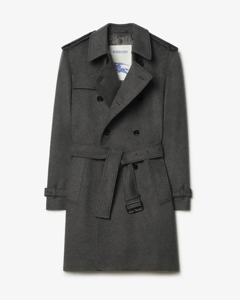 Burberry Mittellanger Kaschmir-Trenchcoat „Hastings“ , Size Grau