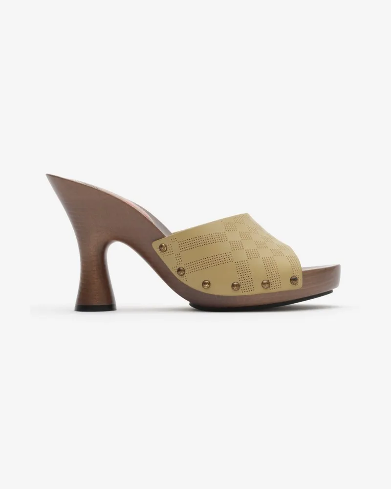 Burberry Ledermules „Potter“ mit Karomuster , Size Limebeige-beige