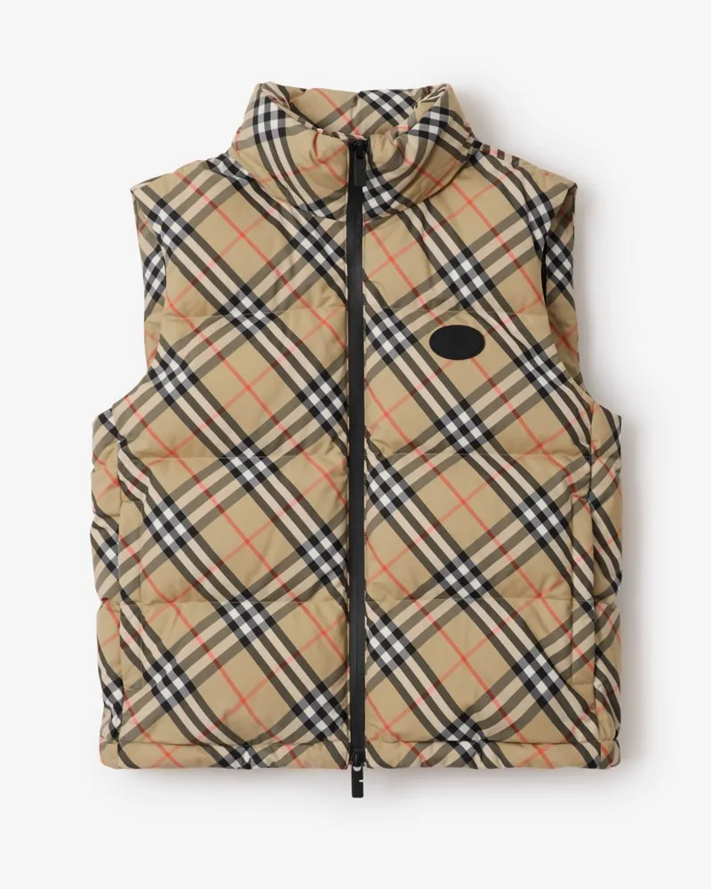 Burberry Wattierte Weste in Check Sand-beige