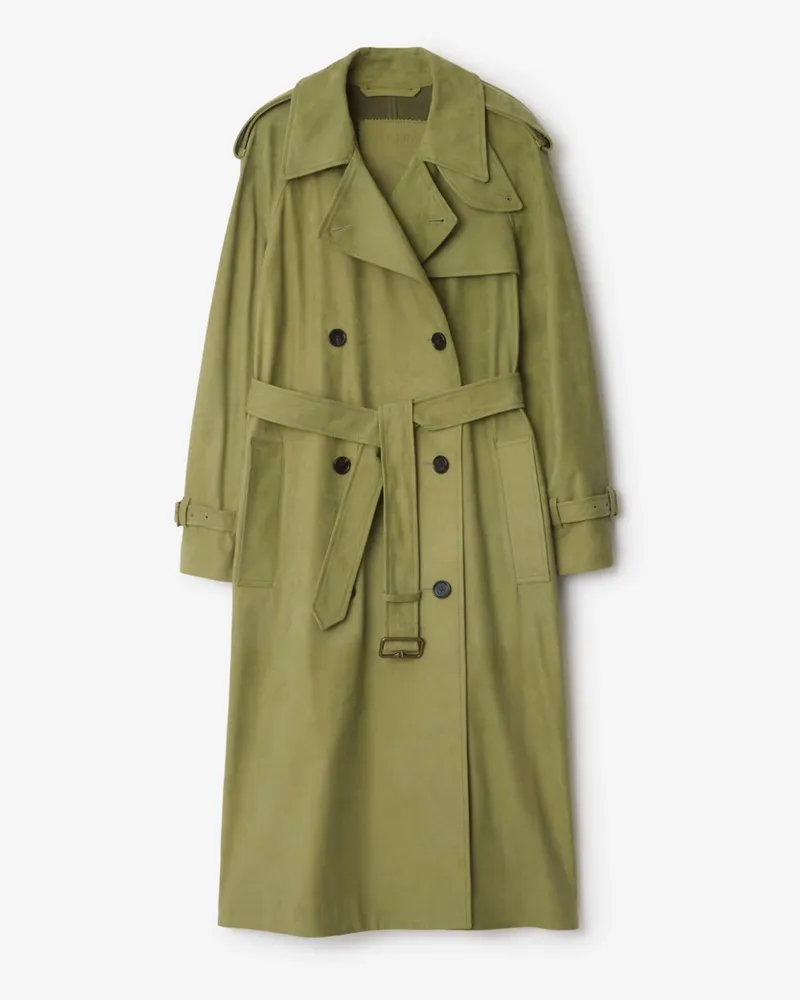 Burberry Langer Trenchcoat „Castleford“ aus Nubukleder Wreath