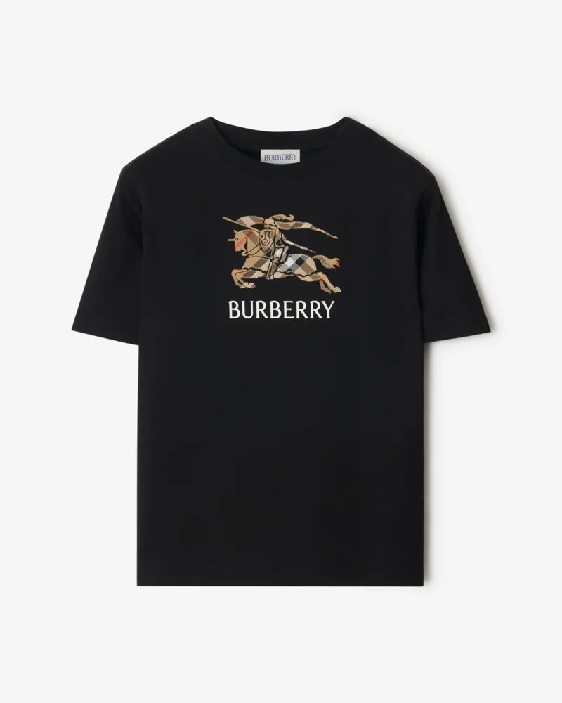 Burberry Baumwoll-T-Shirt mit Knight in Check , Size Black