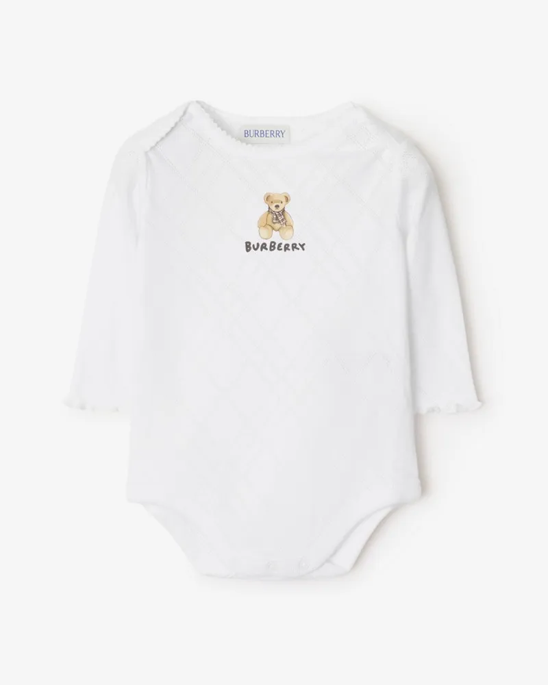 Burberry Baumwoll-Body mit Thomas Teddybär Weiß