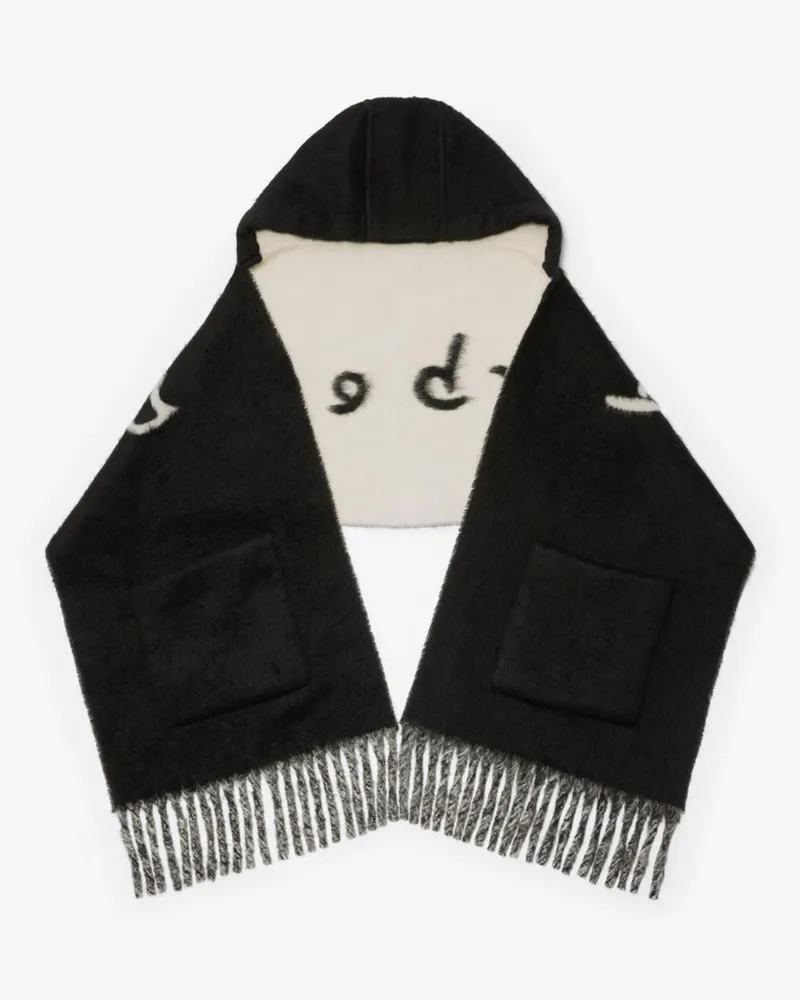 Burberry Logo-Kapuzenschal aus Alpakawollmischung Schwarz