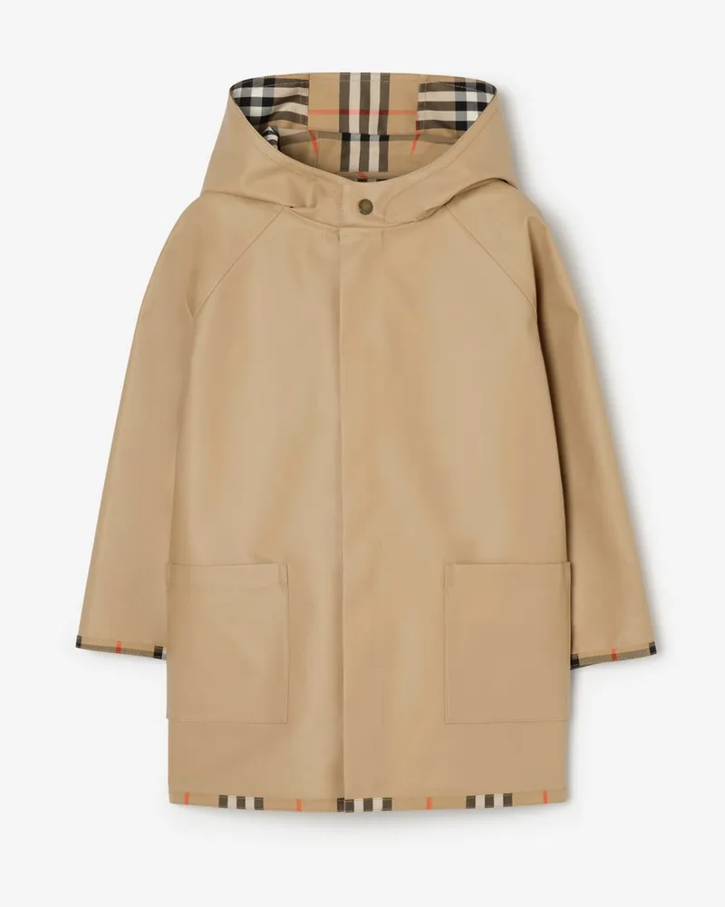 Burberry Baumwoll-Kapuzenmantel in Check , Size Sand-beige