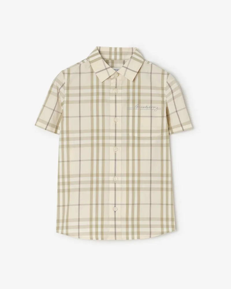 Burberry Baumwollhemd in Check , Size Sesame-beige