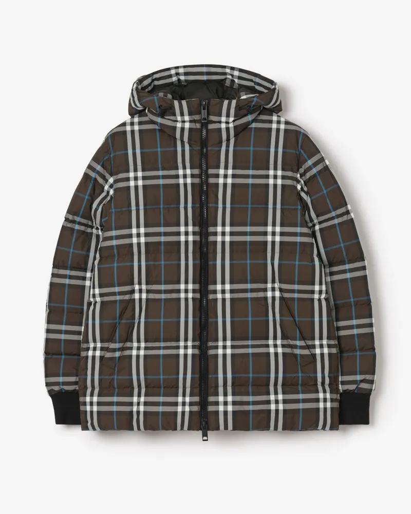 Burberry Wattierte Kapuzenjacke in Check , Size Snug-braun
