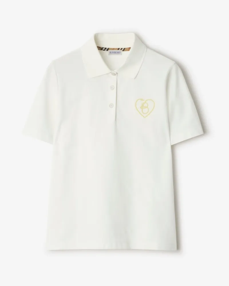 Burberry Baumwoll-Poloshirt mit B-Herz Chalk-weiß