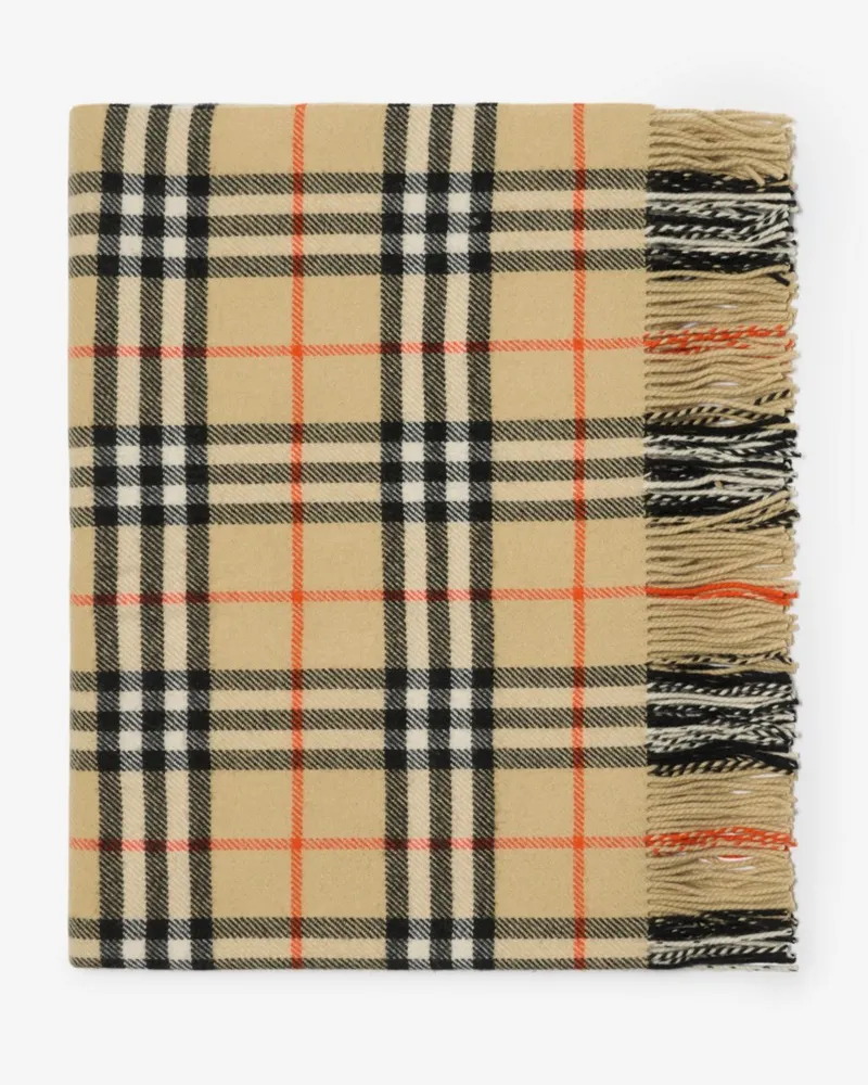 Burberry Woll-Kaschmir-Decke in Check Sand
