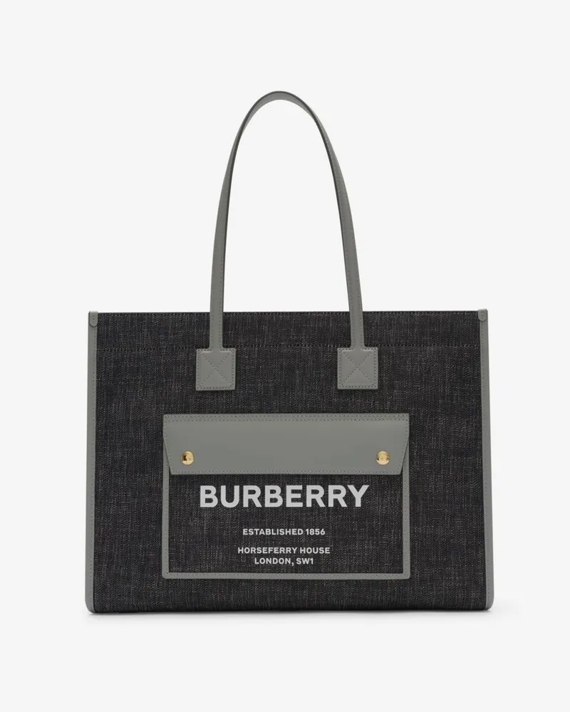 Burberry Mittelgroße Henkeltasche „Freya Navy-blau