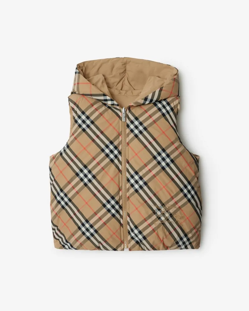 Burberry Wendbare wattierte Nylonweste in Check Sand