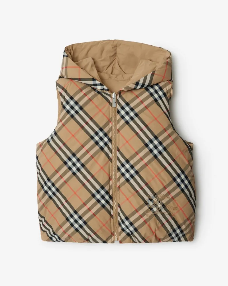 Burberry Wendbare wattierte Nylonweste in Check Sand