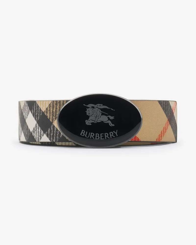 Burberry Wendbarer Gürtel in Check mit Oval Knight Stamp Sand