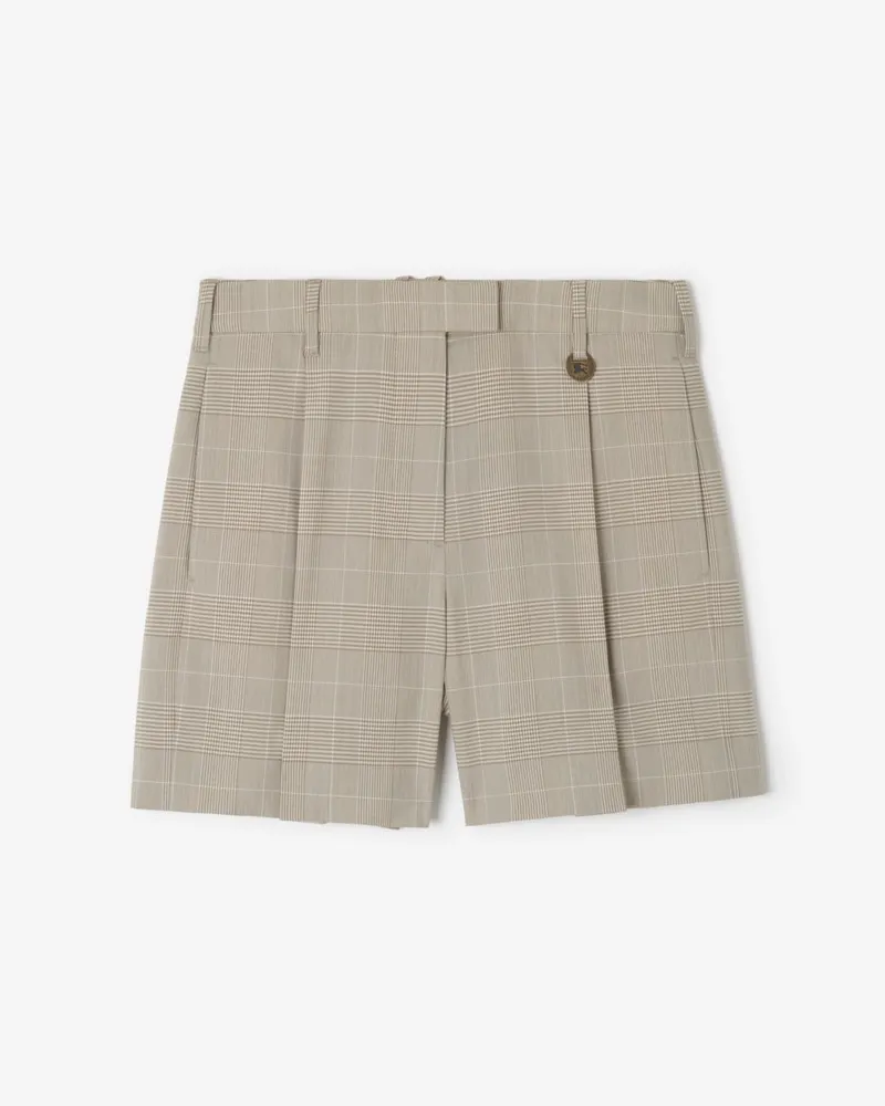 Burberry Elegante Wollshorts in Check , Size Cloudy-weiß