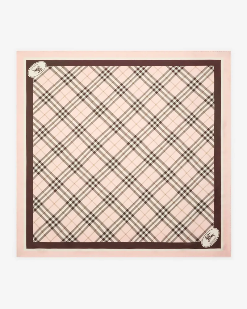 Burberry Seidenschal in Check mit Knight Stamp Bow-rosa