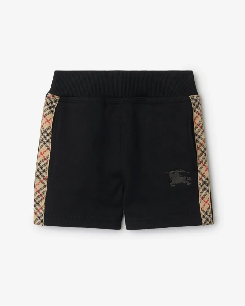 Burberry Baumwollshorts mit Check-Besatz Schwarz