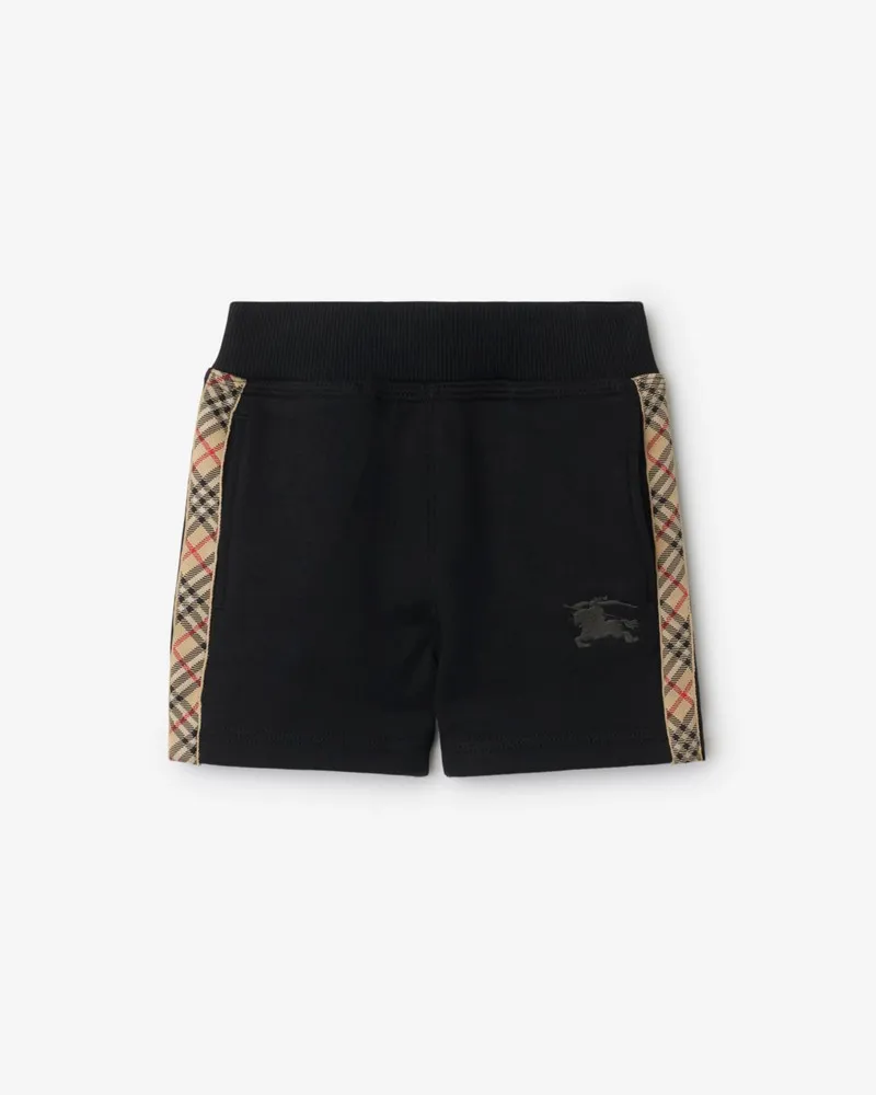 Burberry Baumwollshorts mit Check-Besatz Schwarz
