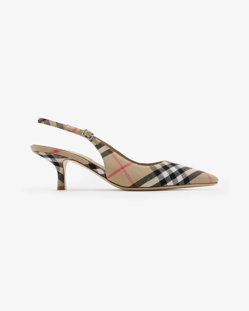 Burberry Slingback-Pumps „Dame“ in Check Sand
