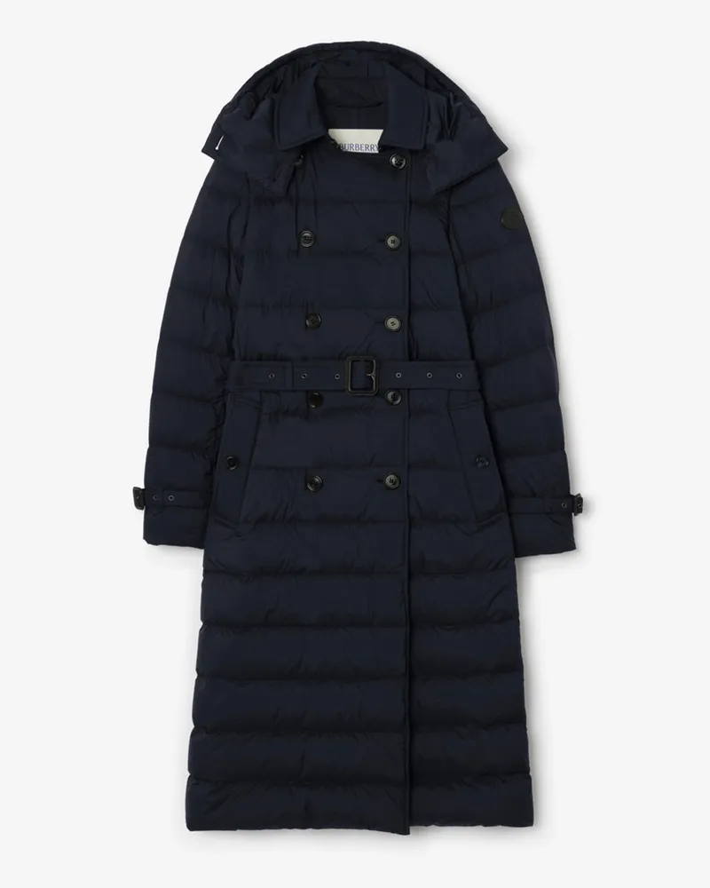 Burberry Langer wattierter Nylonmantel „Audley“ , Size Marineblau