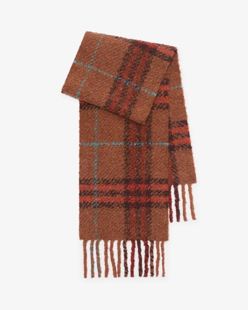 Burberry Bouclé-Schal aus Alpakawollmischung in Check Ginger-braun