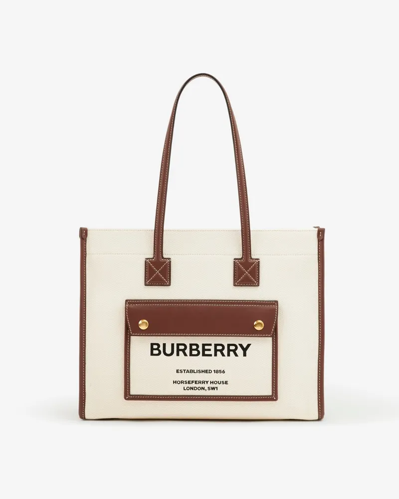 Burberry Mittelgroße Henkeltasche „Freya Naturfarben