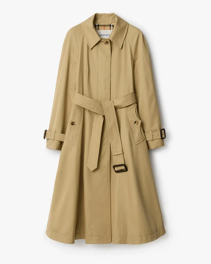 Burberry Langer Fit-and-Flare Car Coat „Ellingham“ aus Gabardine Beige