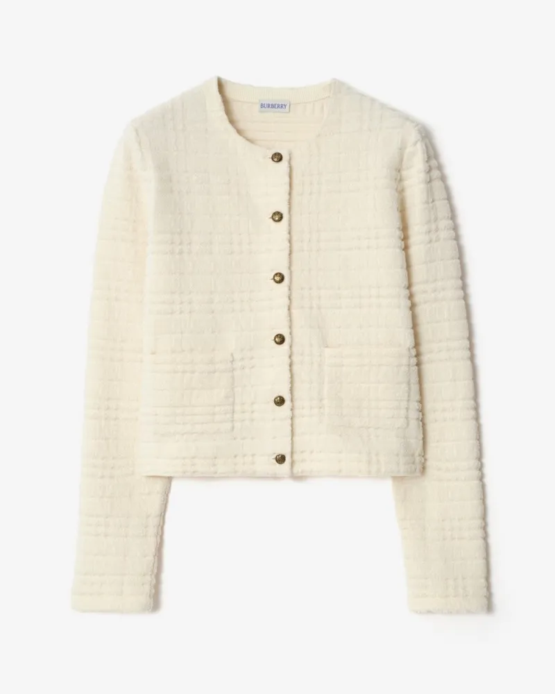Burberry Wollmischjacke Ecru-weiß