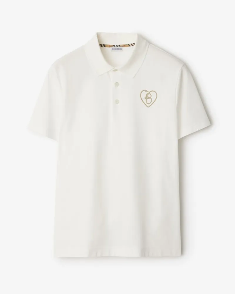 Burberry Baumwoll-Poloshirt mit B-Herz Chalk-weiß