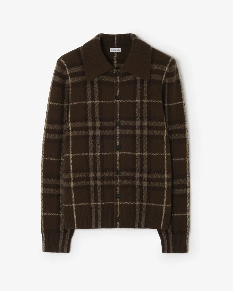 Burberry Kaschmir-Cardigan in Check , Size Sepia-braun