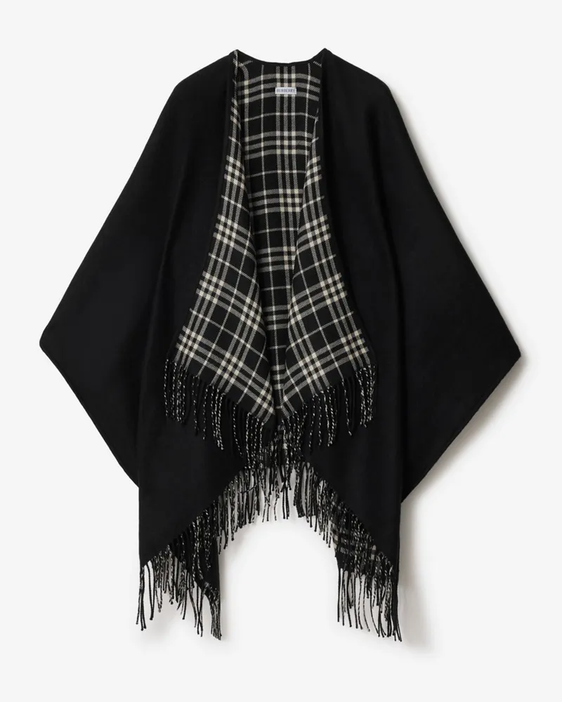 Burberry Wendbares Wollcape mit Check Schwarz