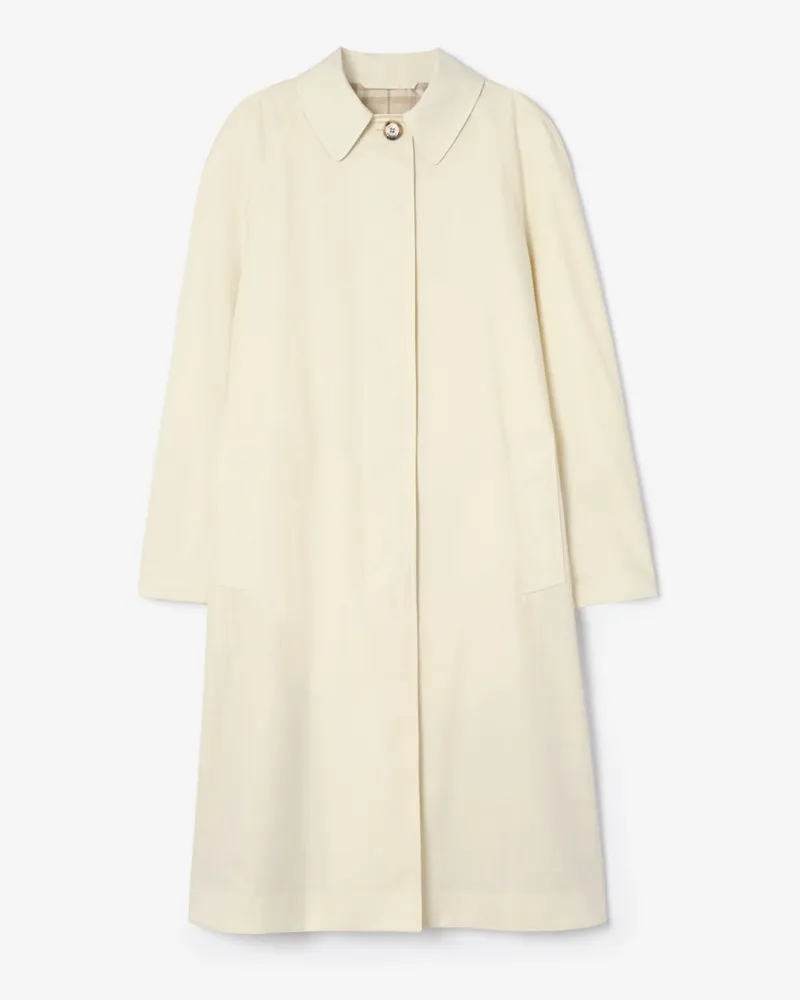 Burberry Langer Car Coat aus Tropen-Gabardine , Size Tundra-weiß