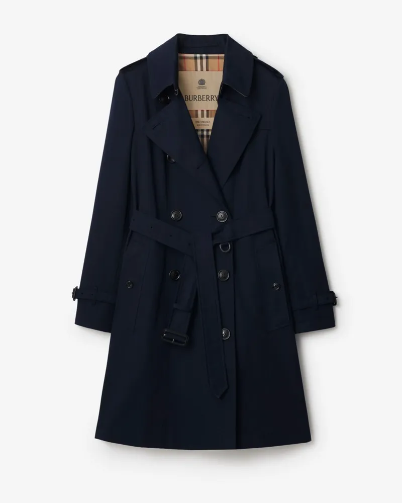 Burberry Mittellanger Heritage-Trenchcoat „Chelsea“ , Size Coal-blau