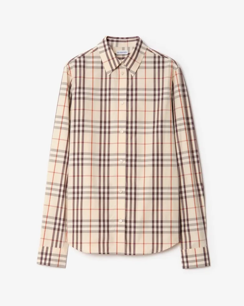 Burberry Klassisches Baumwollhemd in Check , Size Almond-beige