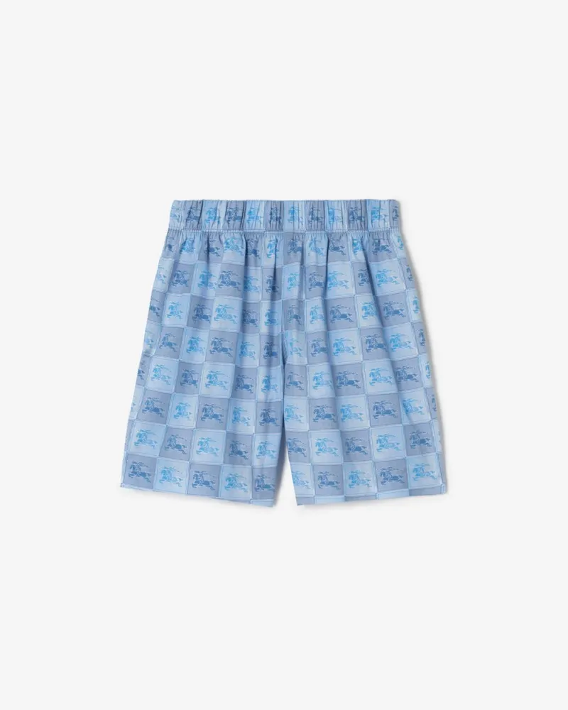 Burberry Baumwollshorts mit EKD-Checkerboard , Size Cornflower-blau