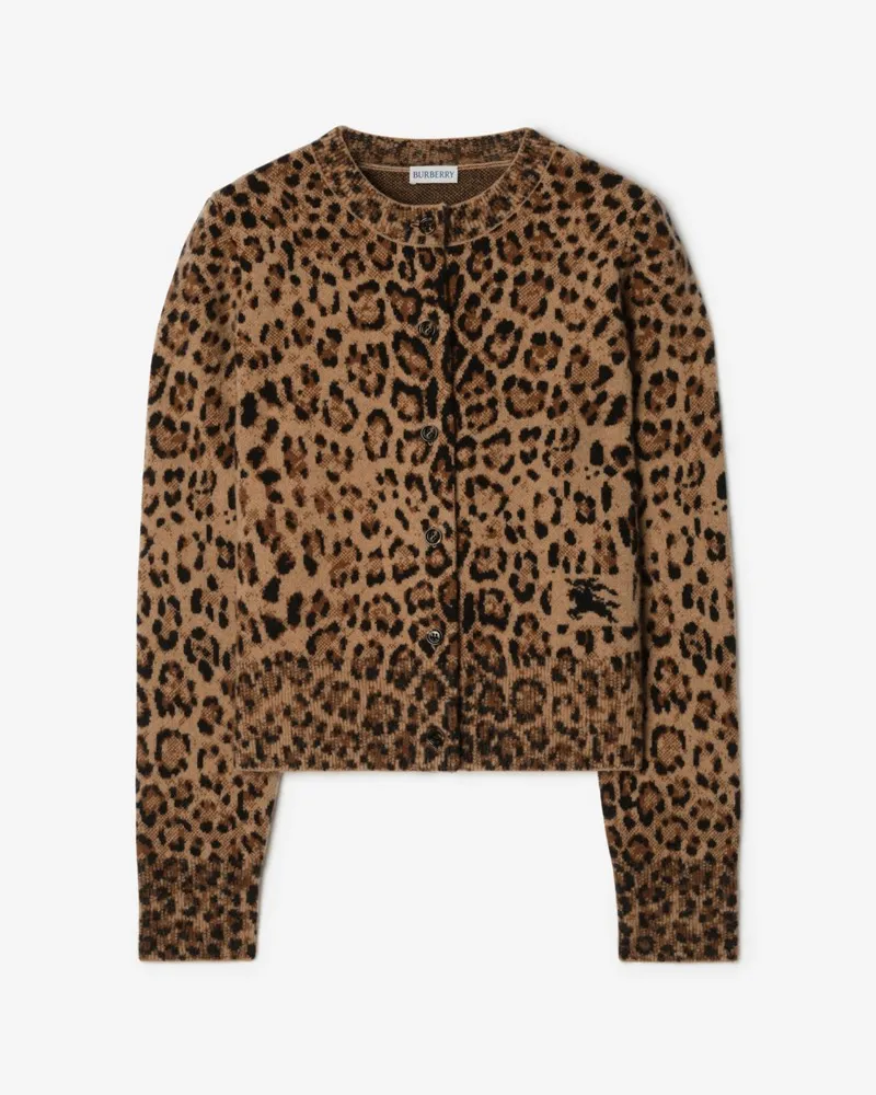 Burberry Woll-Kaschmir-Cardigan mit Leopardenmuster in Jacquardstrick Leopard