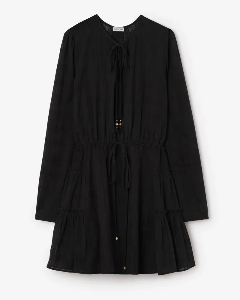 Burberry Baumwollvoile-Kleid in Check , Size Black