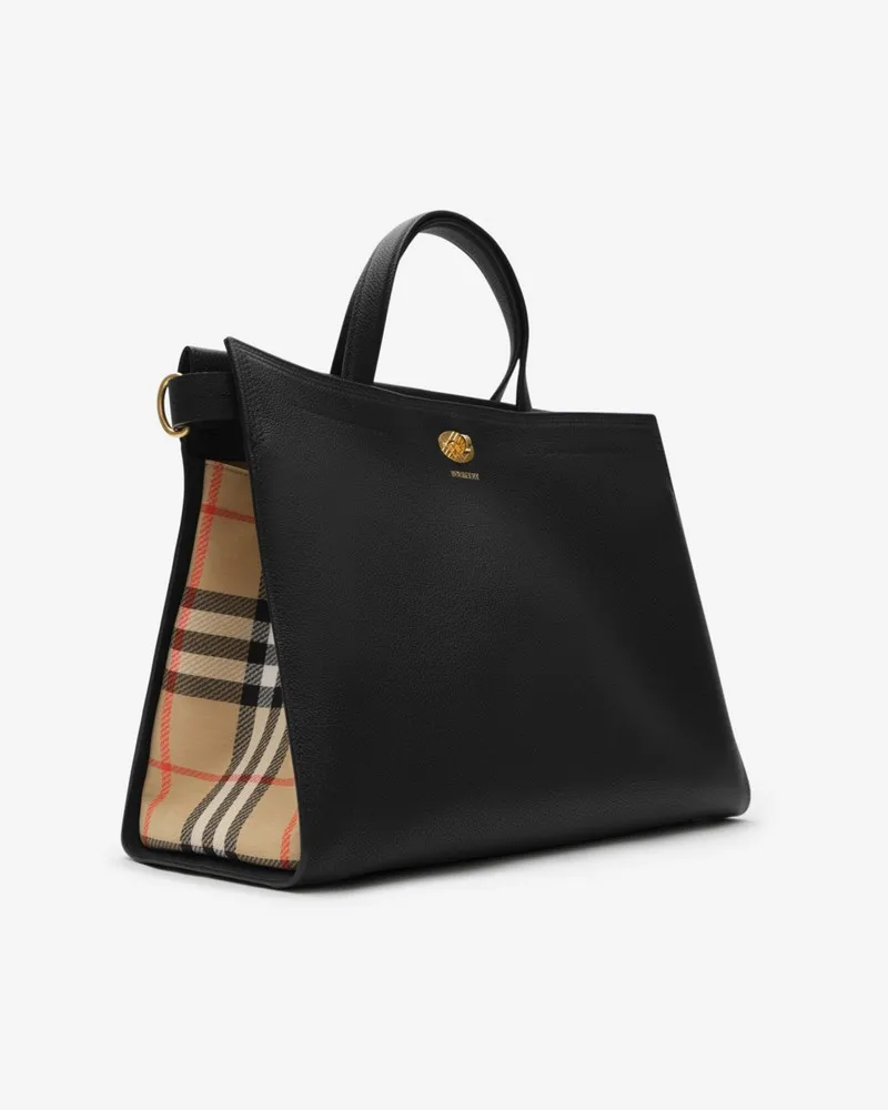 Burberry Mittelgroße Henkeltasche „Cotswolds“ mit Check Schwarz
