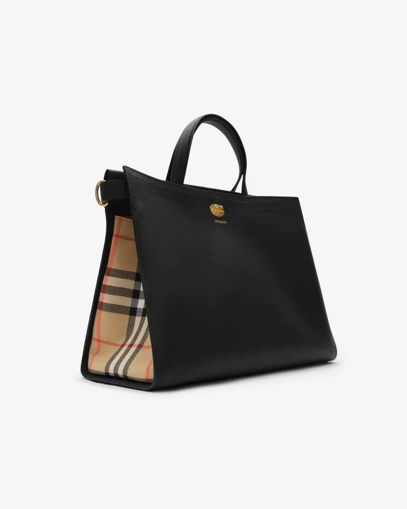 Burberry Mittelgroße Henkeltasche „Cotswolds“ mit Check Schwarz
