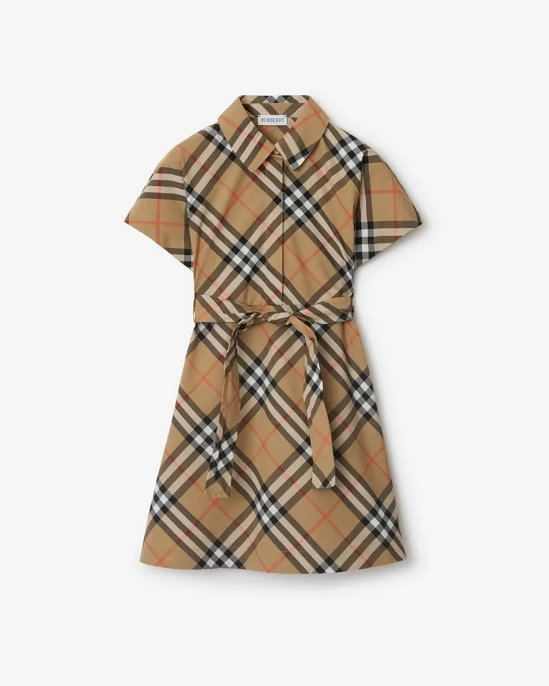 Burberry Baumwoll-Hemdkleid in Check Sand