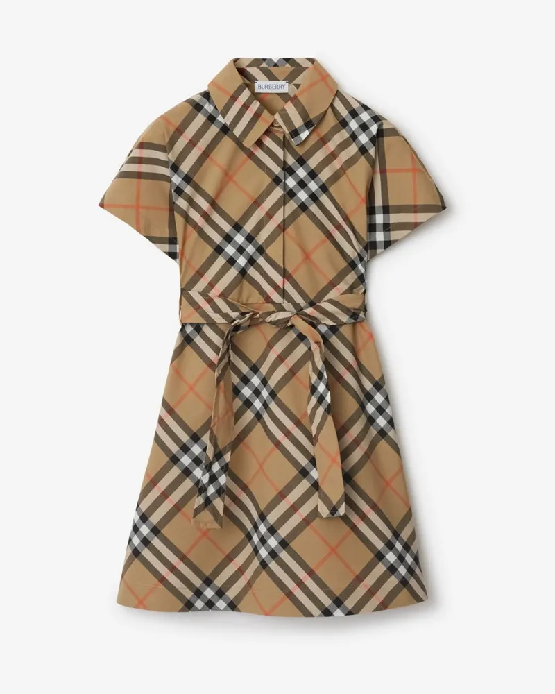 Burberry Baumwoll-Hemdkleid in Check Sand
