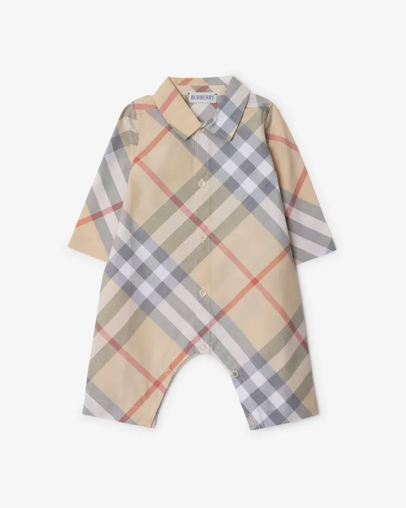 Burberry Baumwoll-Strampelanzug in Check Helles