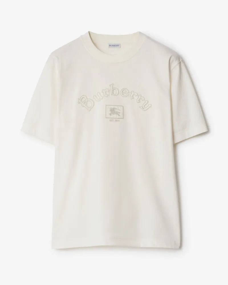 Burberry Baumwoll-T-Shirt mit Gothic-Logo Chalk-weiß