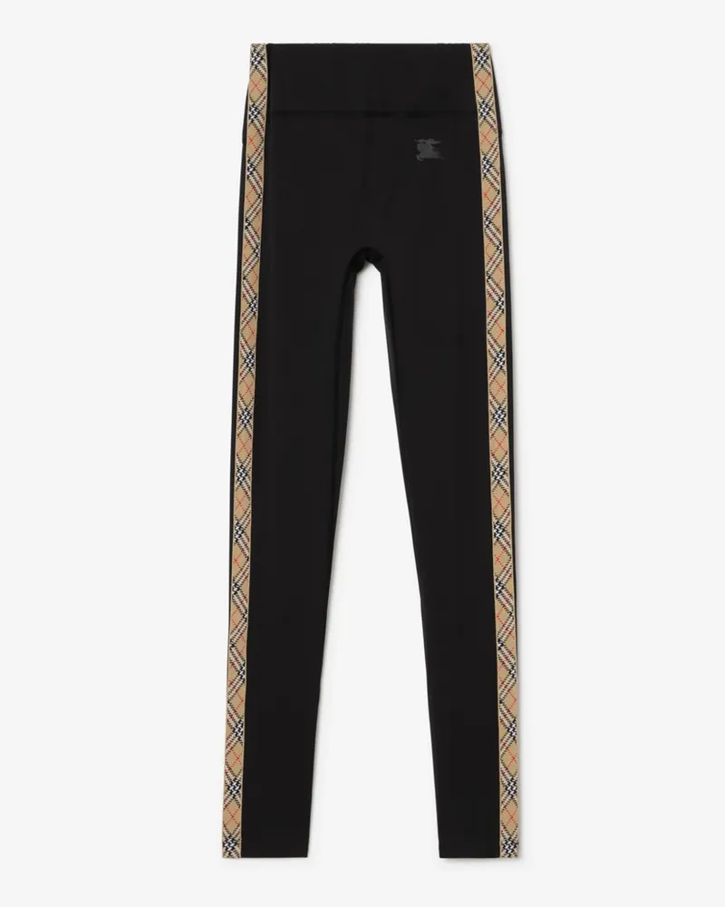 Burberry Stretchnylon-Leggings mit Karobesatz , Size Schwarz