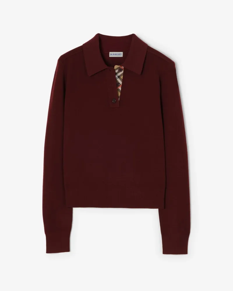 Burberry Langärmeliges Poloshirt aus Wolle Grape-violett