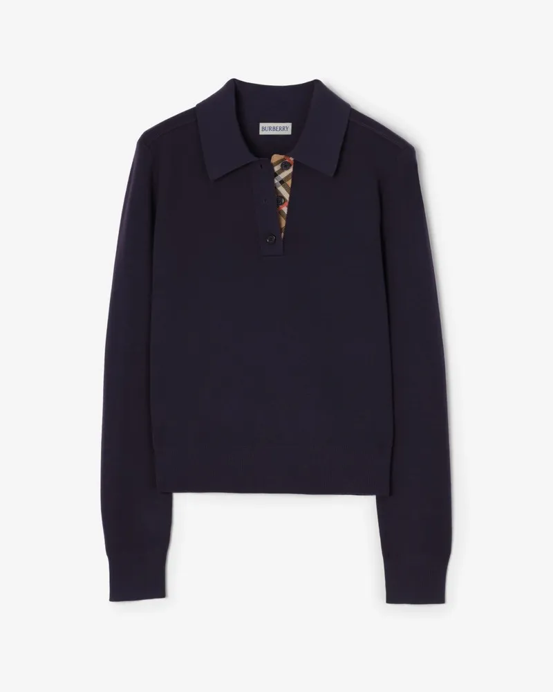 Burberry Langärmeliges Poloshirt aus Wolle Grape-violett