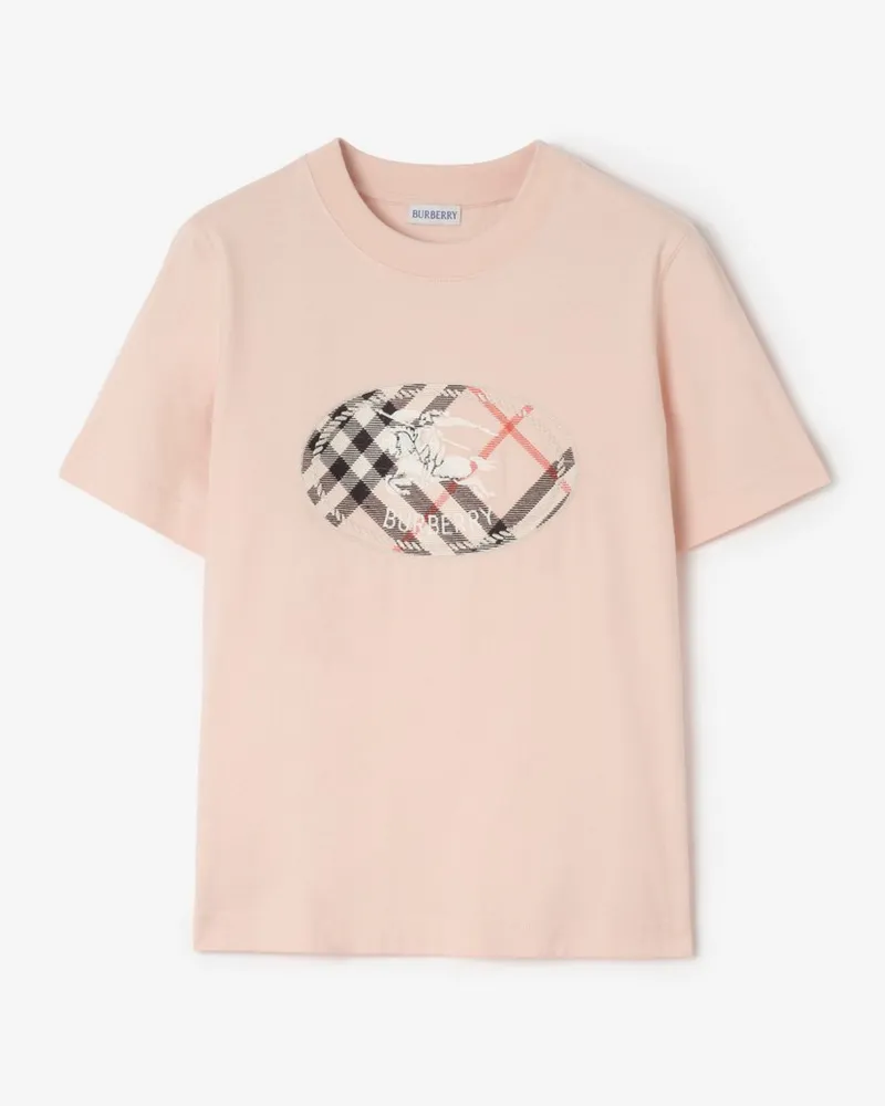 Burberry Baumwoll-T-Shirt mit Knight Stamp in Check , Size Compact